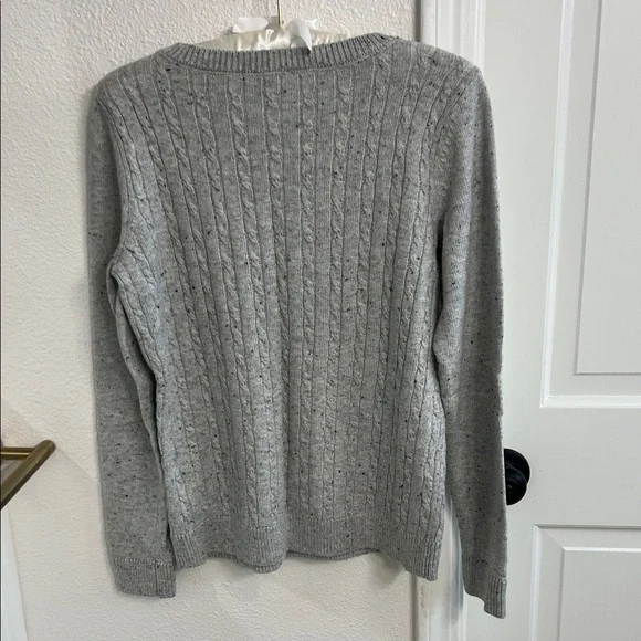 Talbots Gray Cable Knit Sweater with Button Detail - Size Small - Picture 3 of 5